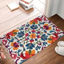 Tapetes Mexicano Português Flor Bordada Anti-Slip Capacho Tapete de Banho Colorido Floral Tapete Tapete Porta de Entrada Tapete Decoração do Quarto