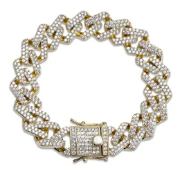 Kubanisches Gliederkettenarmband mit geradem Rand, Tennis, Gold, Silber, Iced Out, Zirkonia, Hiphop-Herrenschmuck273B