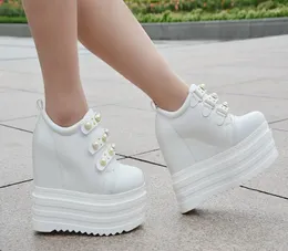 Shoes 296 Platform High Women Casual Autumn Breathable Leather Height Increasing 13 CM Thick Sole Ladies S 33