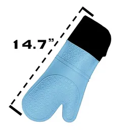 2024 1pcs Mitts e suportes de forno extra longos Conjuntos de suportes de silicone resistentes ao calor Luvas de cozinha Hot Potholders Extra Longa Mitts de forno longo Conjunto