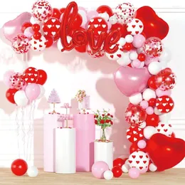 Party Decoration Valentines Day Balloons Red Pink White Balloon Arch Garland Kit Love Heart Foil Wedding Decorations