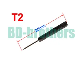 83mm Black T2 Skruvmejsel Torx Skruvdrivrutiner Öppna verktyg för hårddisk Kretskort Telefonöppningsreparation 1000pcslot8828411