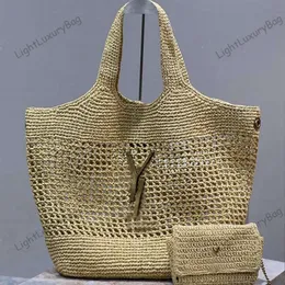 12A Top Quality Beach Bags Designer Basket Straw Bag Womens Handbags Flower Ladies Casual Tote Fashion Open Beach Shoulder Bags Female Purse Luxury Handbages