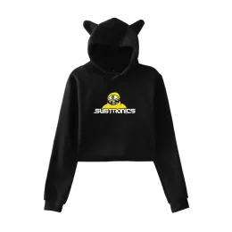 Subtronics Cyclops Merch Crop Top Hoodie Harajuku Cropped Sweatshirt Streetwear Hip Hop Kawaii Cat Ear Long Sleeve Pullover Tops