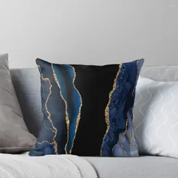 Kissen, abstraktes Blau und Gold, modernes Geode-Achat-Design, Überwurf, Sofabezug, S-Bezug, Weihnachtsdekoration 2024