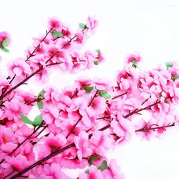 Dekorativa blommor Simulerad persikblommor gren Högkvalitativ kort röd multistyles hemfest dekoration bord