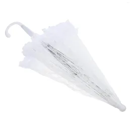 Guarda -chuvas Vintage Wedding Bridal Crafted Parasol Flowers Borderyy for Bride Po Lady Costume da década de 1920 White