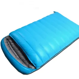 Gear Ultralight Camping Double Duck Down Sleeping Bag Winter Autumn Outdoor Envelope Par Håll varm mjuk tyg Turist inomhus vila