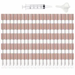 50/100/200pcs 1.2ml Empty Lip Gloss Tube Black Rose Gold Lipgloss Sample Bottle With Wand Plastic Empty Cosmetic Ctainer 2503#