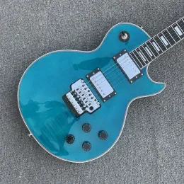 Chitar LP Electric Guitar Blue Blue Fladed Top Zebra Pickups Pickup Silver Hardware Body Mogany Body Shipping Guitar Guitarra Guitarra