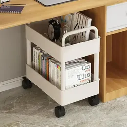 Beweglicher Bücherregal-Wagen, Bücherregal mit Rollen, 2 Ebenen, multifunktionaler mobiler Buch-Organizer für Schlafzimmer, Zuhause, Schule, Kinder, 240319