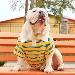 Abbigliamento Camicia per cani a righe Bulldog inglese francese Vestiti per cani da compagnia Maglione per cani di piccola taglia Vestiti Maglietta per chihuahua Abbigliamento per animali grassi