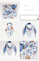 Ny Silk Scarf Designer Märke Scarf For Women stal peadband Ring Summer Square Silk Scarf Top Brand L Letter Hot Air Balloon Suithase Printing 4 Colors 90*90cm M77662