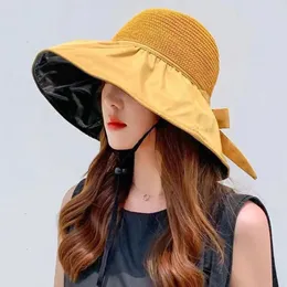 Berets Summer Women Sun Cap Ochrona UV Sunshade Hat Portable Outdoor Beach Broad-Brim Gredyble Panama