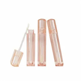25/50pcs Lip Glaze Tube Empty Plastic Suqare Shape Clear Pink 5ml Refillable Ctainer Cosmetic Lipgloss Tube Packaging 12OR#