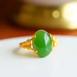 Cluster Anéis Design Original Natural Hetian Jade Jasper Borboleta para Mulheres Chinês Designer Artesanato Charme Senhoras Jóias de Prata Abertas