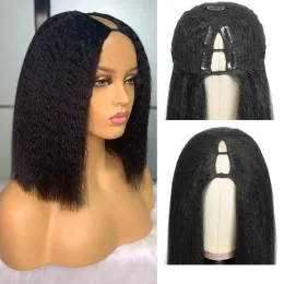 Парики v парики не оставляют без клей yaki v часть короткий боб синтетические парики для чернокожих женщин ежедневно