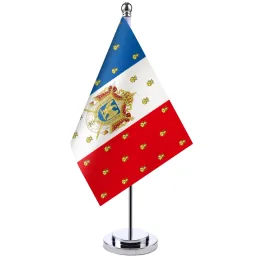 Accessori Mini bandiera della Francia del Premier Empire Francais Banner per riunioni Sala riunioni Supporto da scrivania Bandiera Napoleone Bonaparte Emblema Camera Arredamento per ufficio