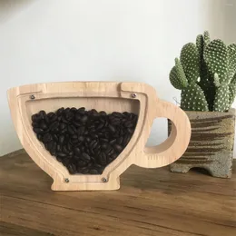 زجاجات التخزين INS Oak Tea Cup Money Jar Coffee Bean Wooden Creative Shop Decoration