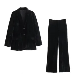 UNIZERA 2024 весенний женский стильный универсальный повседневный плиссированный бархатный костюм пальто прямые брюки 240320