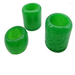 Dekorativa figurer Naturliga grön Jade Jasper Finger breddar större ring