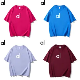 AL T-shirt da donna Completo da yoga Camicie perfettamente oversize Maglione T-shirt a maniche corte Crop Top Fitness Allenamento Girocollo Camicetta Palestra Donna Donna a maniche corte