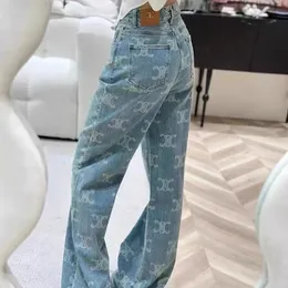 Дизайнерские джинсы Джинсы скинни с высокой талией Белые лацканы с буквенным дизайном Джинсы с прямыми штанинами Женские элитные женские джинсы с высокой талией