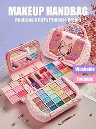 Kids Beauty Toys Makeup Kit Little Bag Washable Pretend Play Cosmetic Set Toys with Mirror NonToxic Safe Birthday Gifts Girl 240315