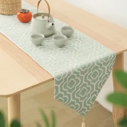 Toalha de mesa turquesa elegante, corredor de cama jacquard com borlas, toalha de mesa vermelha estreita para festa em casa, casamento, decoração de mesa de jantar