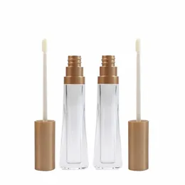 Tubo per lucidalabbra Piatto Trasparente Bottiglia di imballaggio Coperchio in oro 10/25/50 pezzi Tubi per rossetto liquido da 6 ml Contenitori per lucidalabbra in plastica vuota X3bB #