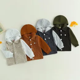 Ceketler Pudcoco Toddler Çocuk Bebek Boys Boys Studuroy Ceket Sıradan Uzun Kollu Düğme Aşağı Yaklaşık Kap Hoodie Dış Giyim 6M-4T