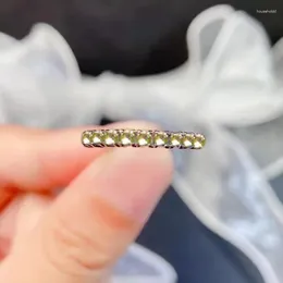 Klusterringar Totalt 0,4CT Natural Yellow Sapphire Ring for Daily Wear Solid 925 Silver Smycken med guldplätering