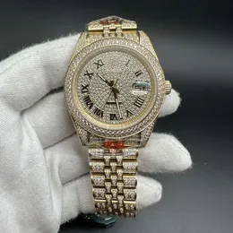Handmade Diamond Watch Mens Automatic Mechanical Designer Watches 40mm Sapphire With Diamond-studded Steel Bracelet Roman numbers