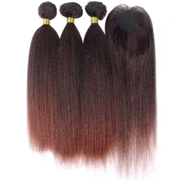 Teave Weave yaki sintético ombre ombre enlameado pacote de tecedão reto com fibra de fibra resistente ao calor para mulheres