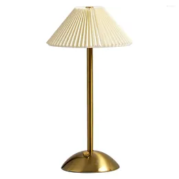 Table Lamps Atmosphere Light With Pleated Umbrella Lampshade Nordic Style Creative Desk USB Charging 3 Color For Home Decor