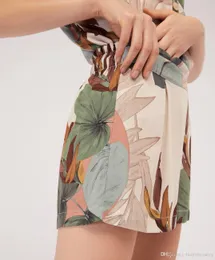 New Palm Leaf Printing Pajamas Home Wear 2020 Summer Short Sleeved Loungewear Shorts Sleepwear Sexy Home Clothes 004