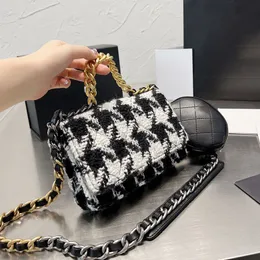 Womens Designer Houndstooth WOC Wallet Bags 19 Series Card Holder Bracelet Chain Hand Totes Two-tone Crossbody Shoulder Multi Pochette Handbags With Coin Pouch 20CM