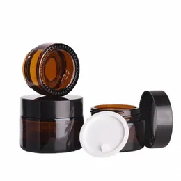 6pcs 5g 10g 15g 20g 30g 50g Glass Amber Brown Cosmetic Face Cream Bottles Lip Balm Sample Ctainer Jar Pot Makeup Vials b03R#