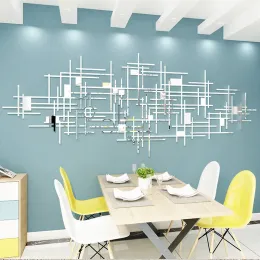 ステッカーシンプルなラインジオメトリミラーアクリルウォールステッカーリビングルームの壁の装飾オリジナリティ3D DIYウォールステッカーホームデコレーション