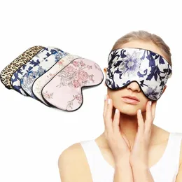 100% Silk Sleep Mask Porcelain Mönster Eyeshade Eye Cover Shading Masks Blindbind Thicken Soft Slee Mask Travel Eyepatch D34H#