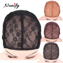 Retine per capelli Nunify Cappucci per parrucca Swiss Lace elasticizzati regolabili per realizzare parrucche XL/L/M/S Strumenti per parrucche per tessitura marrone nero Cappucci per parrucche in pizzo Cappellino per capelli