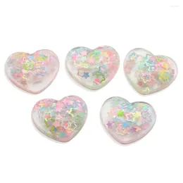 Decorative Flowers 50/100pcs 17 20mm Glitter Heart Cabochon Flatback Resin Accessory For Earring Pendant Phone Case Decorations