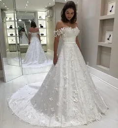 Elegant A Line Lace Wedding Dresses Off The Shoulder Butterfly Appliqued Bridal Gowns Plus Size Sweep Train Boho vestido de novia1522634