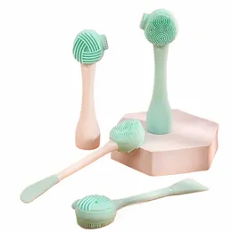 1pc Silice Face Scrubber, escova de limpeza facial portátil de dupla extremidade, para limpeza de poros, esfoliação suave, remoção de cravos r7AC #