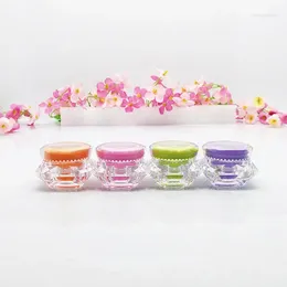 Garrafas de armazenamento 100pcs colorido 5g forma de diamante frasco de creme acrílico laranja roxo verde rosa e ouro plástico mini 5 g cosmético para amostra