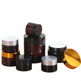 20pcs 5g/10g/20g/30g/50g Amber Brown Glass Cosmetic Jar Vial Face Cream Bottles Lip Balm Sample Pot Skin care Storage Ctainers t0DA#