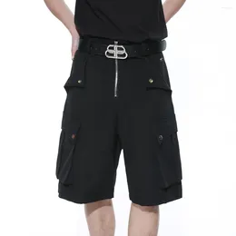 Männer Shorts SYUHGFA Casual 2024 Frühling Sommer Einfarbig Mode Halbe Reißverschluss Tasche Lose Männliche Kleidung Stilvolle