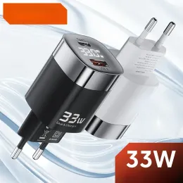 33W Gan USB C 충전기 충전기 디스플레이 PD 빠른 충전 iPhone 13 12 Max Pro iPad Xiaomi Poco Samsung Charger