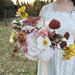 Wedding Flowers Nzuk 2024 sztuczny bukiet ślubny de Fleur Mariage romantyczna dekoracja dłoni panny młodej