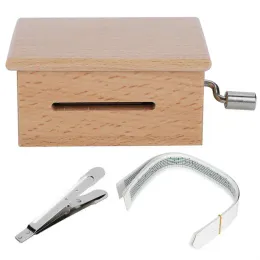 Boxen 15 Note Handcriched Holzmusikbox mit 7pcs leerem Papierband und Loch Puncher Diy Music Box für Geburtstagsgeschenk